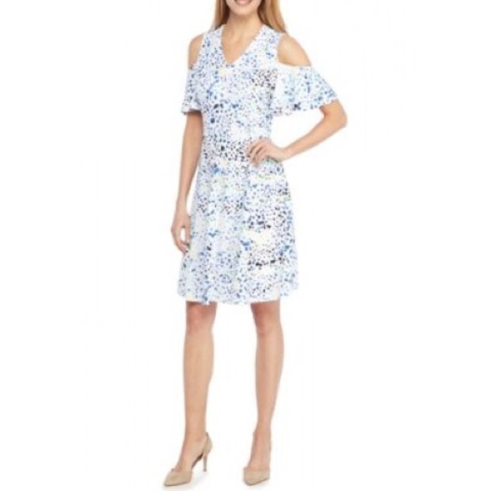 NWT Limited Watercolor Dots Cold Shoulder Dress